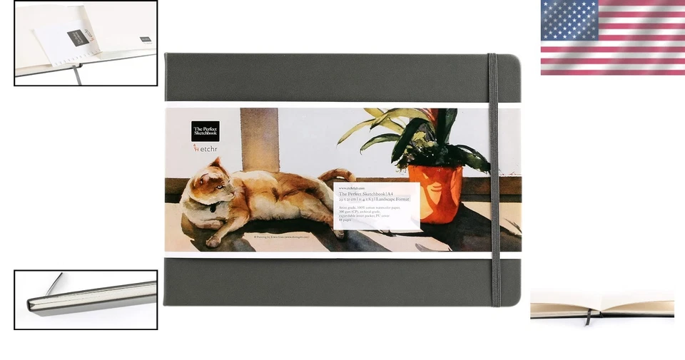 A4 Landscape Cotton Sketchbook - 100% Cold Press Paper - Image 2 of 4