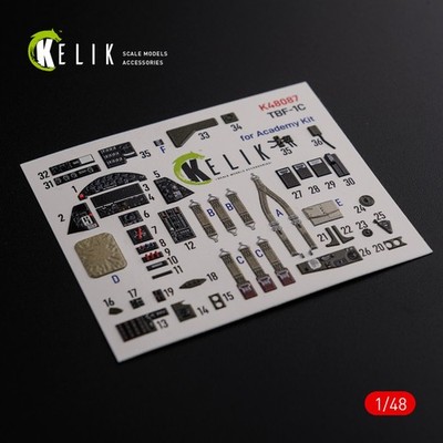 KeliK TBF-1C Cockpit 3D Interior Decals for Academy Kit 1/48 K48087