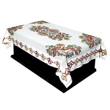 Flower Design Cotton Rectangular 4 Seater Centre Table US