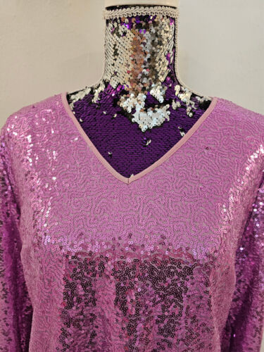 NW Mae/eor Womens Sequin Dress Sz L Pink Long Sleeve Lined - Picture 2 of 11