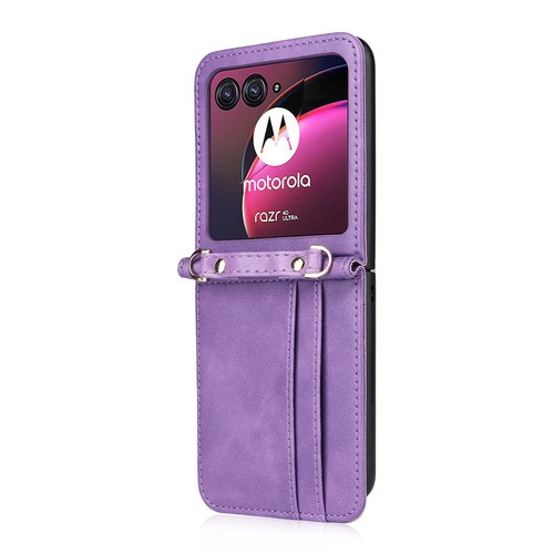 Estuche tipo billetera de cuero de lujo con correa para el hombro para Motorola Razr/Razr+ 2025 - Imagen 25 de 58