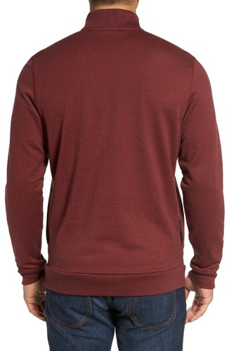 Travis Mathew Wall Mock Neck Fleece Henley Pullover, Ox Blood / Black Small $124 - Picture 2 of 7