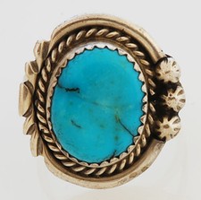 Native American Navajo Handmade Sterling Silver with Turquoise Ring Size 6