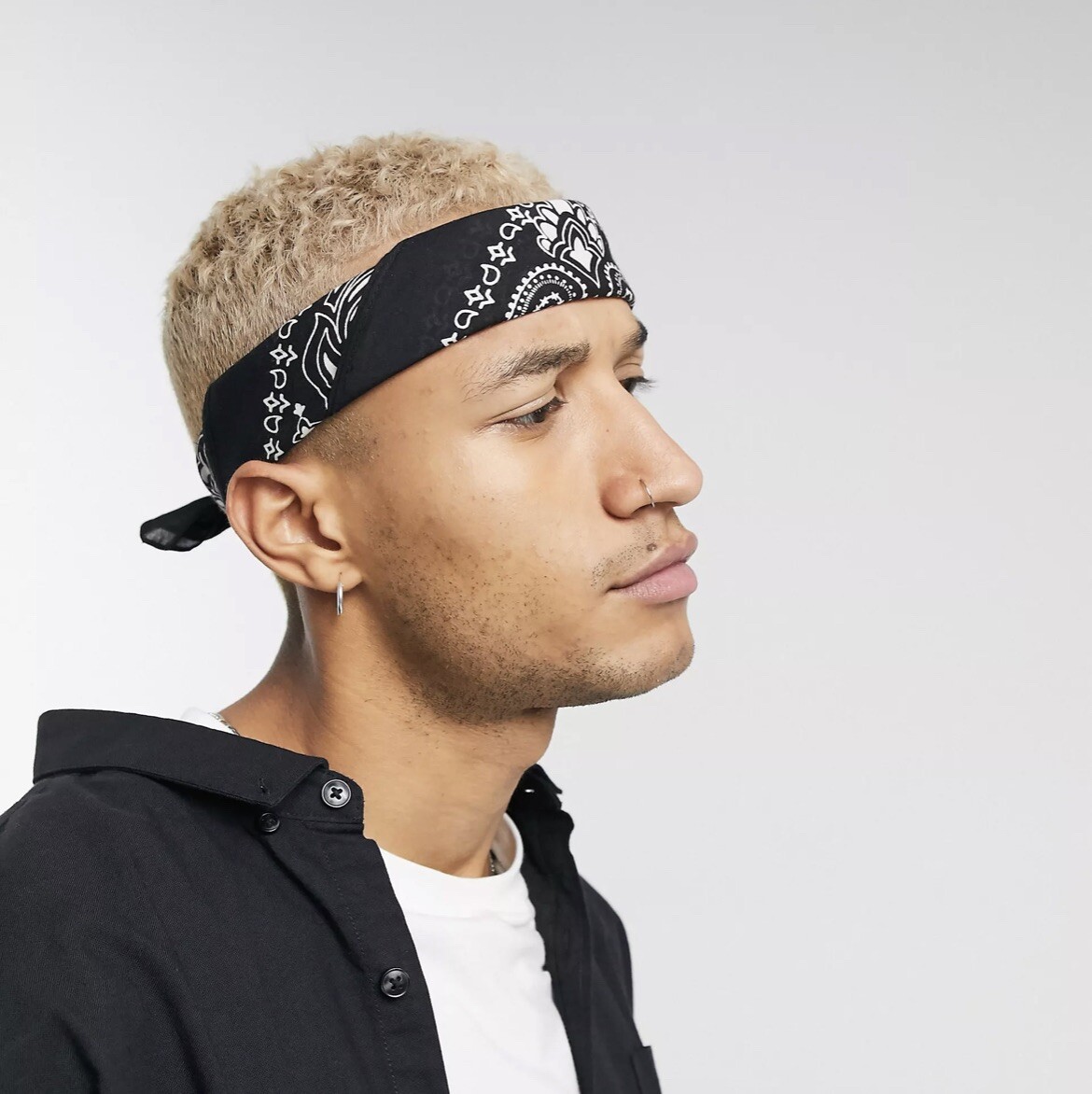 Black Bandana Paisley Print Unisex Head Wrap Mask Crafts