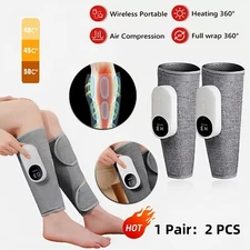 Pair Leg Massager Cordless Calf Air Compression Massager W/ Heat Pain Relief NEW