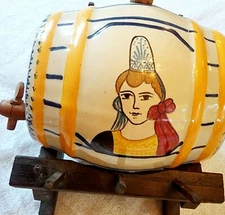 Henriot Quimper Barrel Keg (82) Wooden Stand Cork Spigot No Imperfections 5"