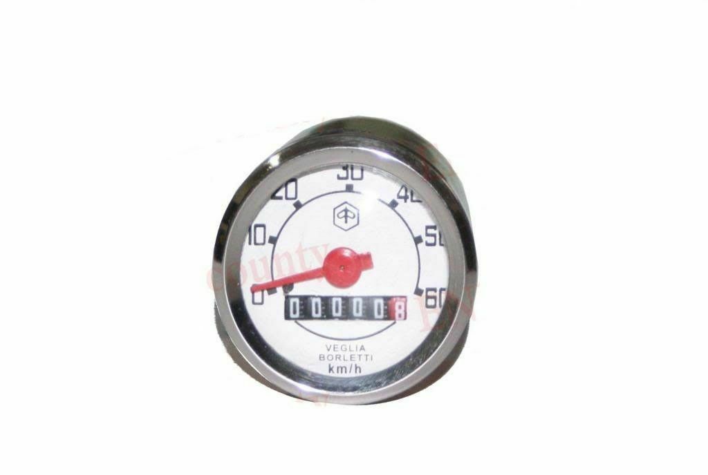 Vespa Vegelia Borletti Logo 60Kph White Face Speedometer Speedo V50 V90 ...