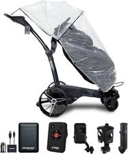MGI Navigator Ai GPS+ Remote Control Electric Golf Push Cart w Rain Cover Bundle