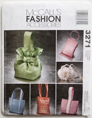 Bag Sewing Pattern McCall's 3271 Uncut - Make Lined Bags in 6 Different Styles