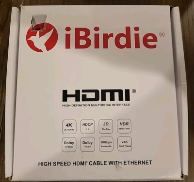 iBirdie HDMI Cable 4K @60/120Hz UHD HDR Dolby Atmos 18 Gbps  Ethernet 35 ft