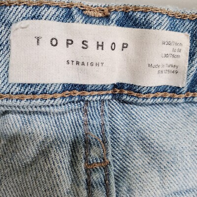 Jean Topshop Moto Déchiré Bleu Foncé - Coupe Boyfriend Taille W24 L30