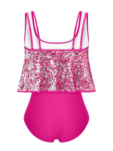Women Bottom Boyshorts Swimsuit Plus Size Tops Sequins Tankini Tummy Control - Picture 33 of 75