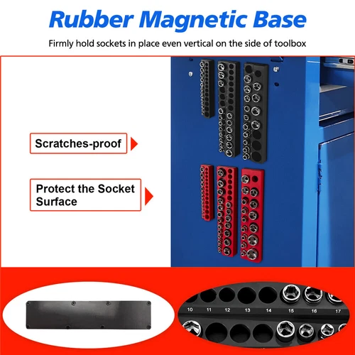 6pc/3pc Magnetic Socket Organizer Storage Holder 1/4" 3/8" 1/2" Drive SAE Metric - Picture 11 of 15