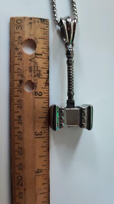 Beautiful NEW Hammer of ''THOR'' Pendant 3-16 Stainless Steel with Box Chain