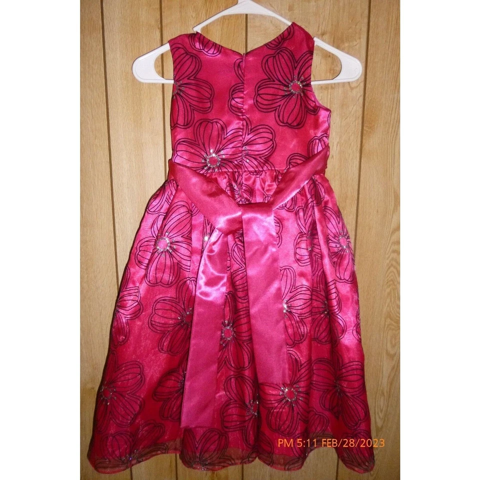 Vestido de fiesta floral rosa Jayne Copeland talla 7 para niñas Foto 4 de 4