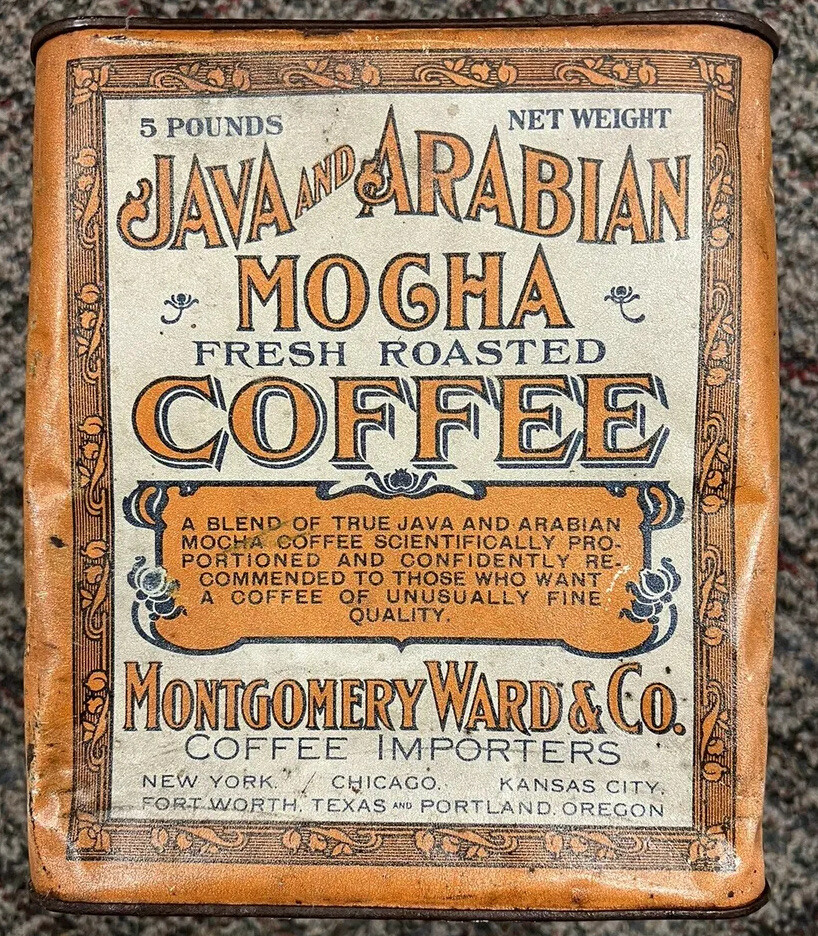 Antique Montgomery Ward & Co 5 Lb Coffee Can Java and Arabian Mocha ...