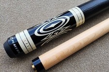 Players Pool Cue G3398 Black & White, Embossed Lizard Print Wrap, Choice of Diam