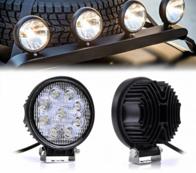 8 Fari LED Da Lavoro 27W Quadrati, Impermeabili IP67, Per Auto, Barca, Camion, Trattori - Colore Nero
