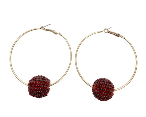 Pendientes de aro dorados con bola granate mujer moda regalo accesorios | eBay