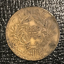 VERY NICE 1926 TUNISIA 2 FRANCS COIN-FEB100