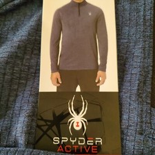 NEW MENS MEDIUM BLUE SPYDER ACTIVE PROWEB 1/4 ZIP PULLOVER SHIRT 4 WAY STRETCH