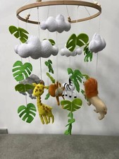 Baby Crib Mobile Hanging Pendant Decor Safari Infant Bed Bell Teether Handmade