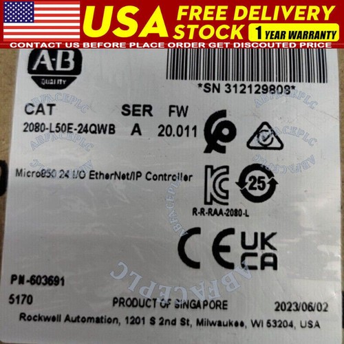2080L50E24QWB Allen-Bradley 2080-L50E-24QWB Micro850 24 I/O EtherNet Controller - Picture 1 of 4
