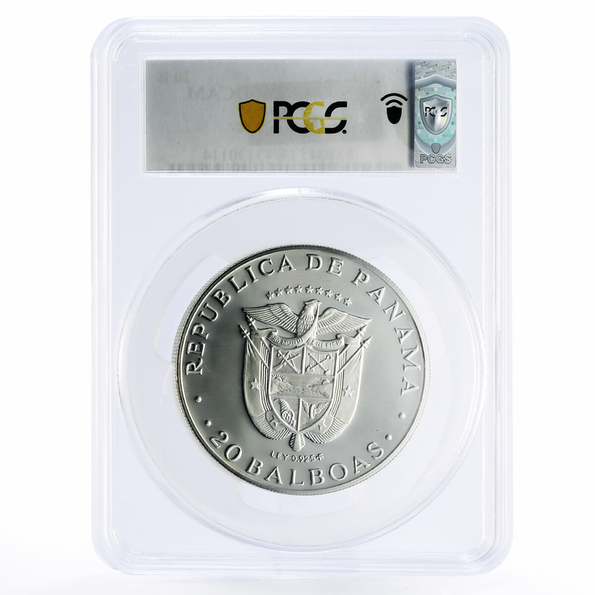 1977年 20バルボア 銀貨 ヌニェス・デ・バルボア Panama 20 balboas Vasco Nunez de Balboa PR68 PCGS silver