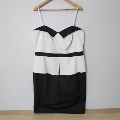 black and white plus size peplum dress City Chic Dress Plus Size Medium M Black White Striped Strapless Peplum