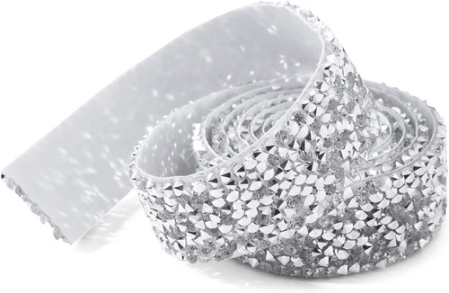 4 Size Silver Crystal Rhinestone Adhesive Strips Crafts Decor Gifts 0.4" - 1.2" - 第 7/8 張圖片