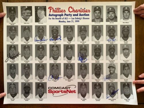 1999 PHILLIES ALS AUTOGRAPH Party & auction signed POSTER 8 signatures HAL MCRAE - Picture 1 of 6