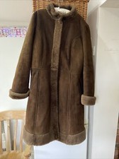 Richard Draper Womens Genuine Sheepskin Long Coat Brown Made In Glastonbury 40”
