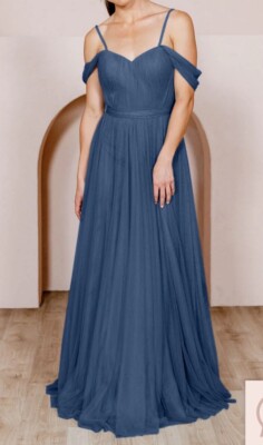 Revelry Rosalie Tulle Convertible Dusty Blue Dress Gray SZ 10 | eBay