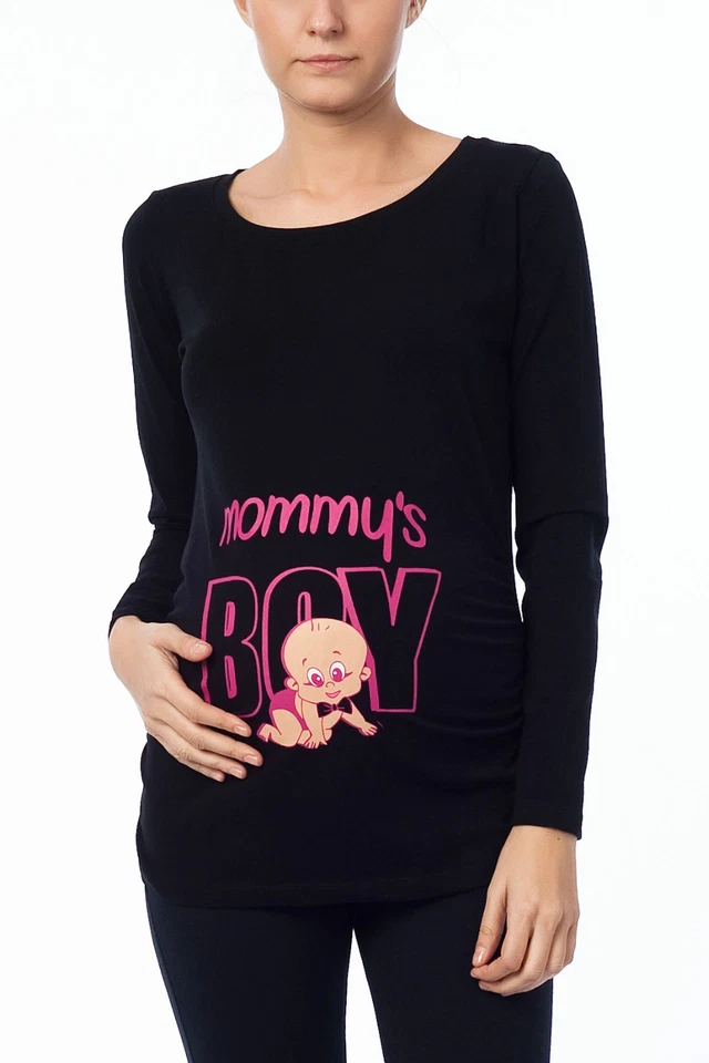 Umstandsshirt Mode Mama Baby süß T-Shirt Schwangerschaftsgeschenk Mommys Boy - Bild 1 von 1