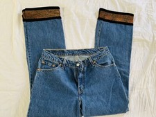 Levis 31x30 straight Leg Fabric cuffs Made in USA 11 M Embellished Women’s 517