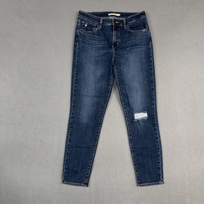 Levis Jeans Womens 29 Blue 721 High Rise Skinny Stretch Distressed Denim Cotton