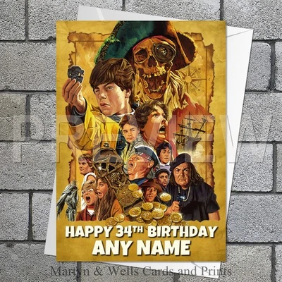 MARTYN & WELLS The Goonies birthday card. 5x7 inches. Personalised birthday card plus envelope.