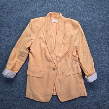 Ann Taylor LOFT Creamsicle Cotton Linen Oversized Blazer Jacket Lined Size 12