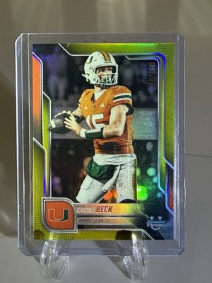 2025 Bowman University Chrome - Carson Beck #138 Yellow Refractor /350 (RC)