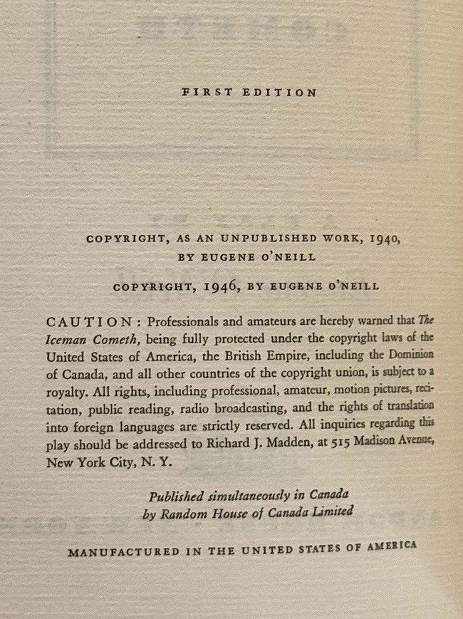 1st/1st  Eugene O'Neill  THE ICEMAN COMETH  1st Edition/1st Printing!  HCDJ￼ Foto 2 de 4