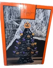 Haunted Halloween Tabletop Ceramic Tree  7.25” Light Up Battery Operated _F1