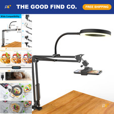 Flexible Overhead Camera Mount with Ring Light  Phone Arm Stand for Live Stream