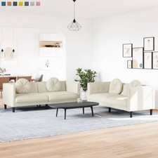 Sofagarnitur mit Kissen Samt Sitzgruppe Wohnzimmer Sofa Relaxsofa Polstersofa