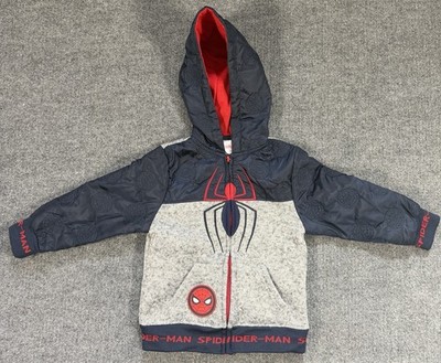Marvel Spiderman Toddler Jacket 4T Kids Coat Fleece Full Zip Quilted Logo