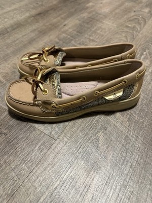 Sperry Top Slider Sz 6 Leather Boat Shoe Flat Tan Casual Flat Womens