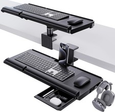 Upgraded Adjustable Keyboard Tray for Above Desk  Under Desk Use 360  Rotation