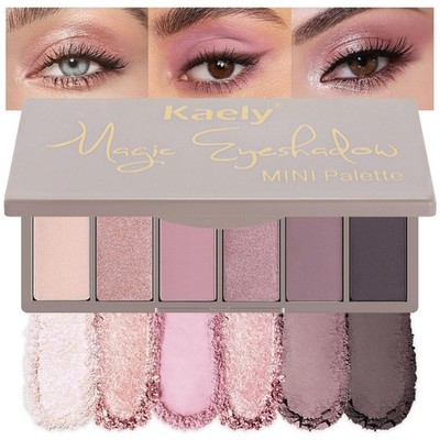 Kaely 6 Colors Mini Pink Eye Shadow Palette Makeup, Neutral Matte Shimmer Eye...