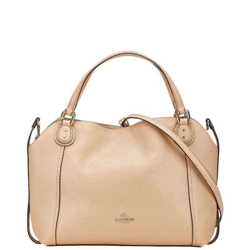 Coach Edie 2Way Leather Shoulder Bag in Beige 57124 Pre-Owned