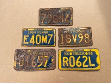 OUTSTANDING Lot of 5 Vintage 1950-1956 Pennsylvania PA License Plates Authentic