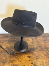 Vintage Akubra Stockman Hat All Black Fur Felt Size 57 Cattleman